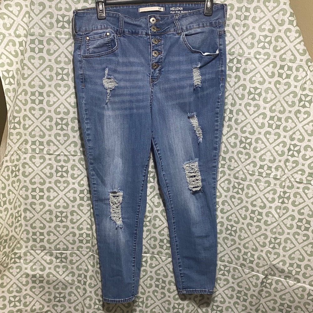 Helena High Rise Blue Distressed Jeans